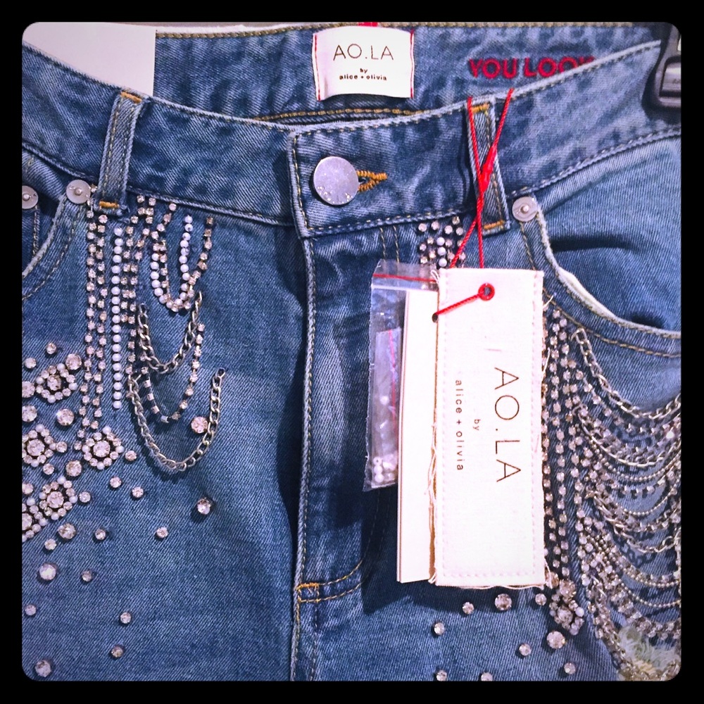 AO.LA by Alice +Olivia Sweet Emotion Crystal Jeans